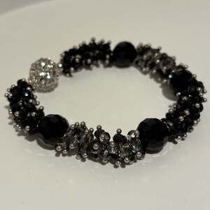 Black Crystal Beaded Magnetic Clasp Bracelet